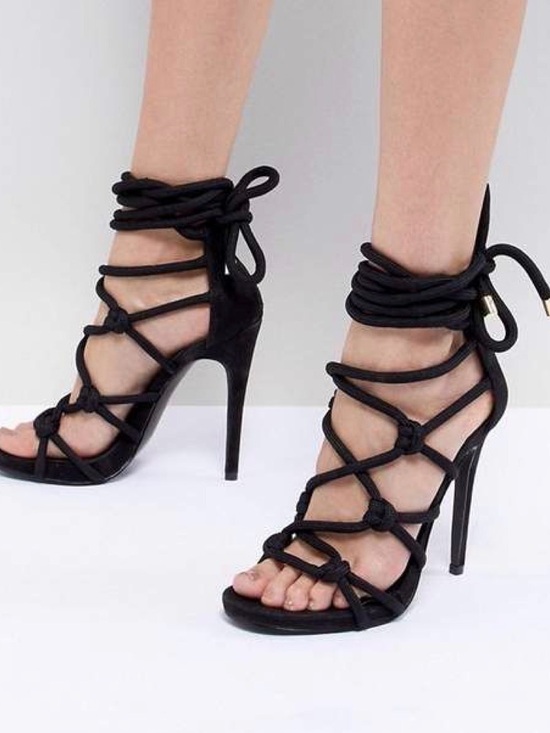 SENSO Shoes - SENSO Black Lace-Up Knot Detail Stiletto Sandals
